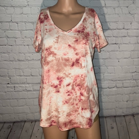 NWOT Sonoma Everyday Tee Red & Pink Tie Dye Shirt size M Very Pretty - Picture 3 of 7